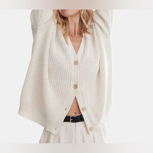 ✨ Nordstrom Ribbed Organic Cotton & Merino Wool Cardigan – Women’s Medium ✨